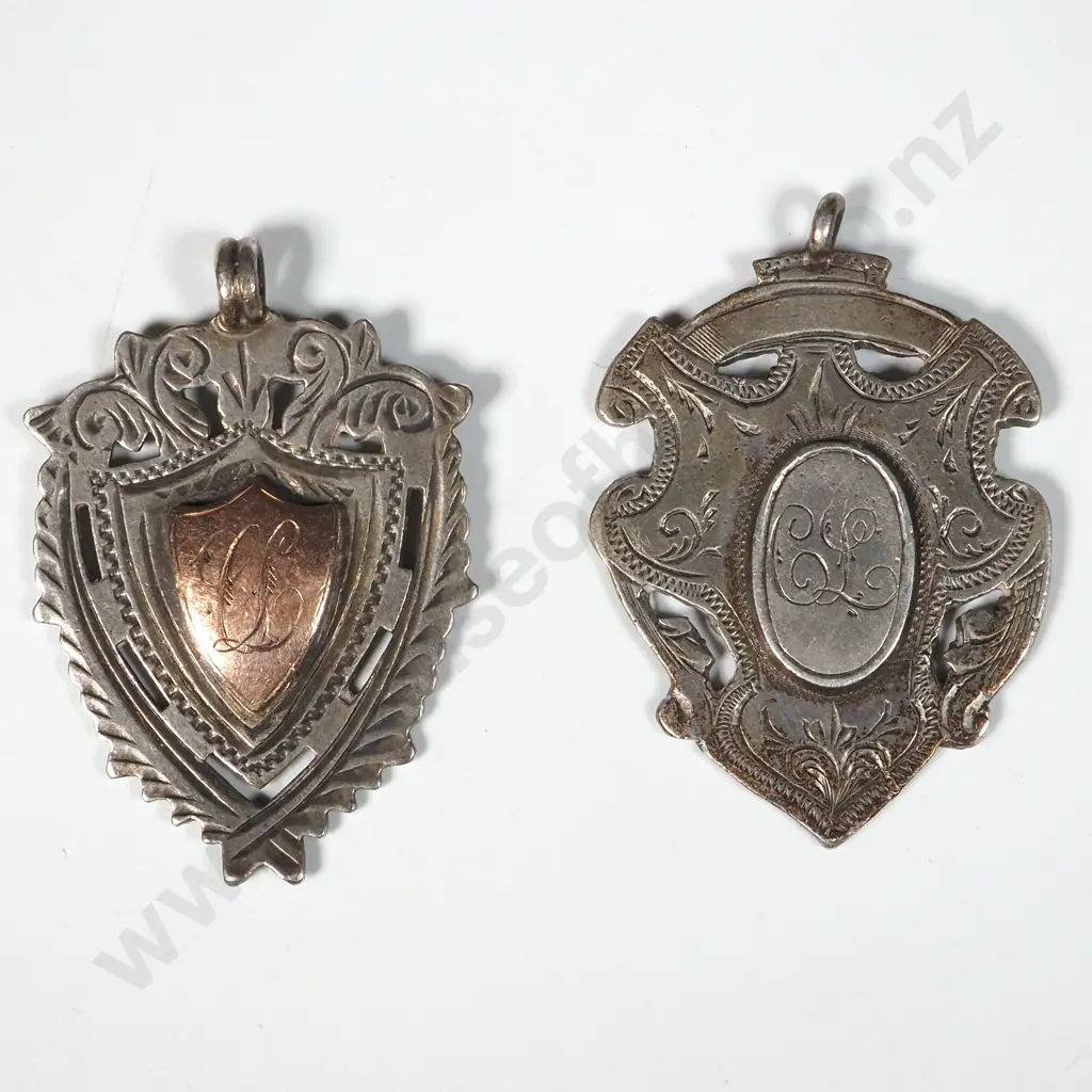 Two Sterling Silver Prize Fobs 1917 & 1919 Image 1++