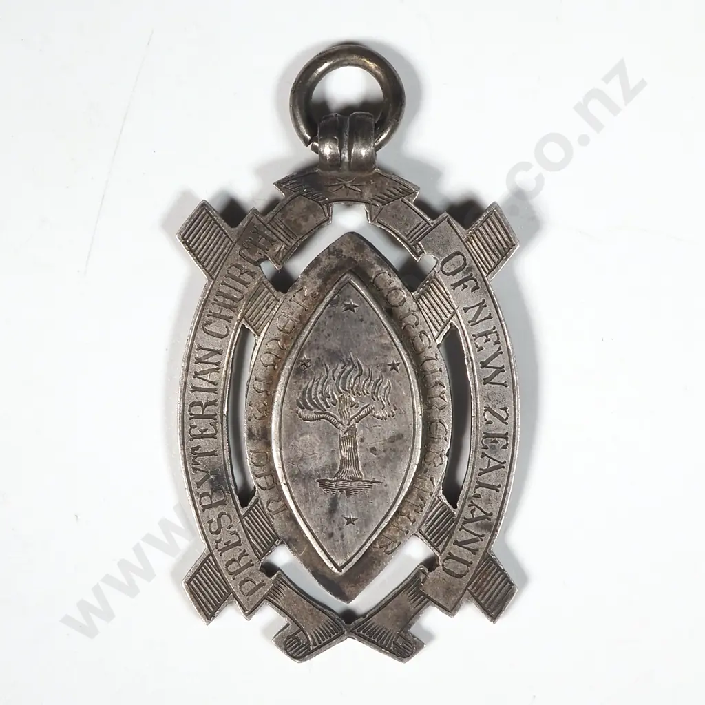 1914 Sterling Silver Presbyterian Church Prize Medal - St Pauls Christchurch to Allison Burns Image 1++