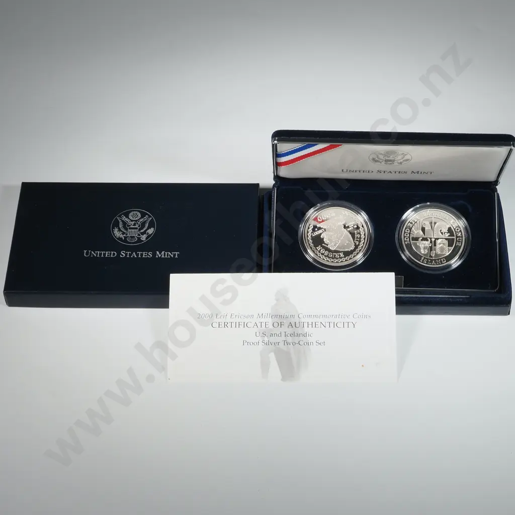 2000 Leif Ericson Millennium Commemorative Coins United States Two Coin Set:  48.11 ASW Image 1++