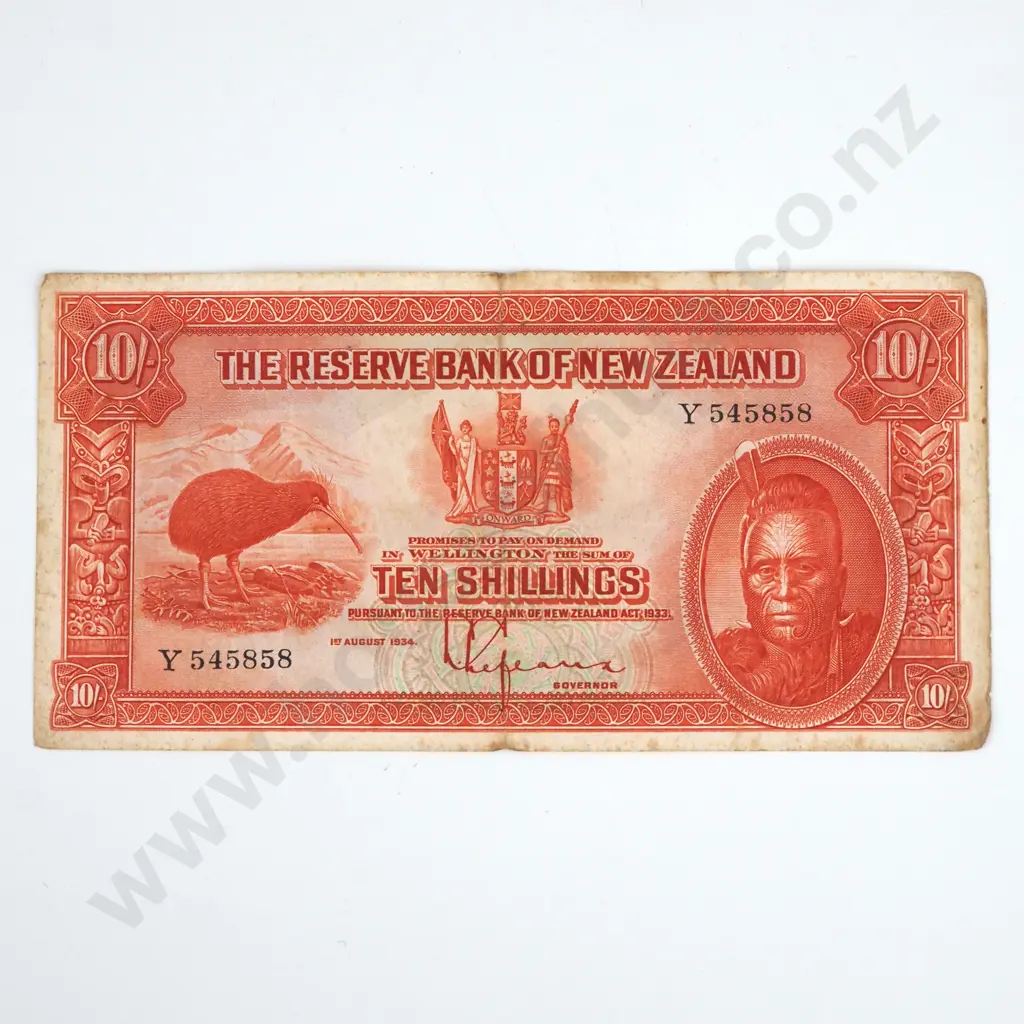 TEN SHILLING, SERIAL Y 545858, FINE, C.V. $500 Image 1++