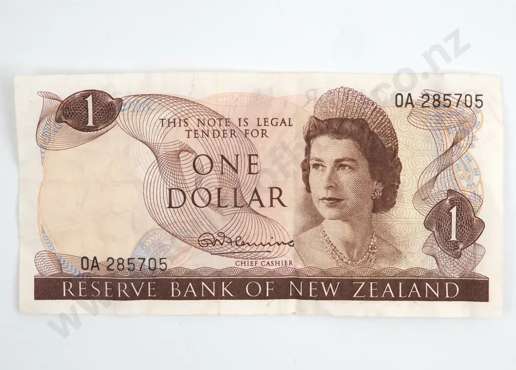 New Zealand Fleming One Dollar Banknote  Image 1++