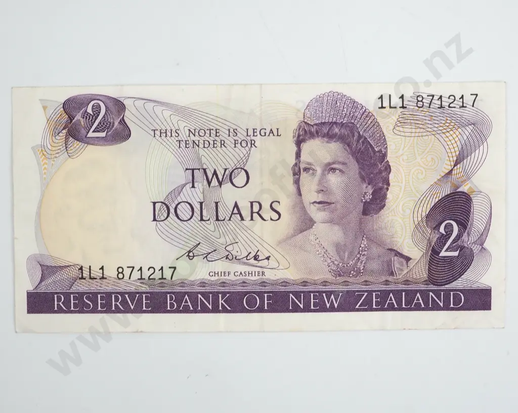 New Zealand Two Dollar Wilks Banknote Image 1++