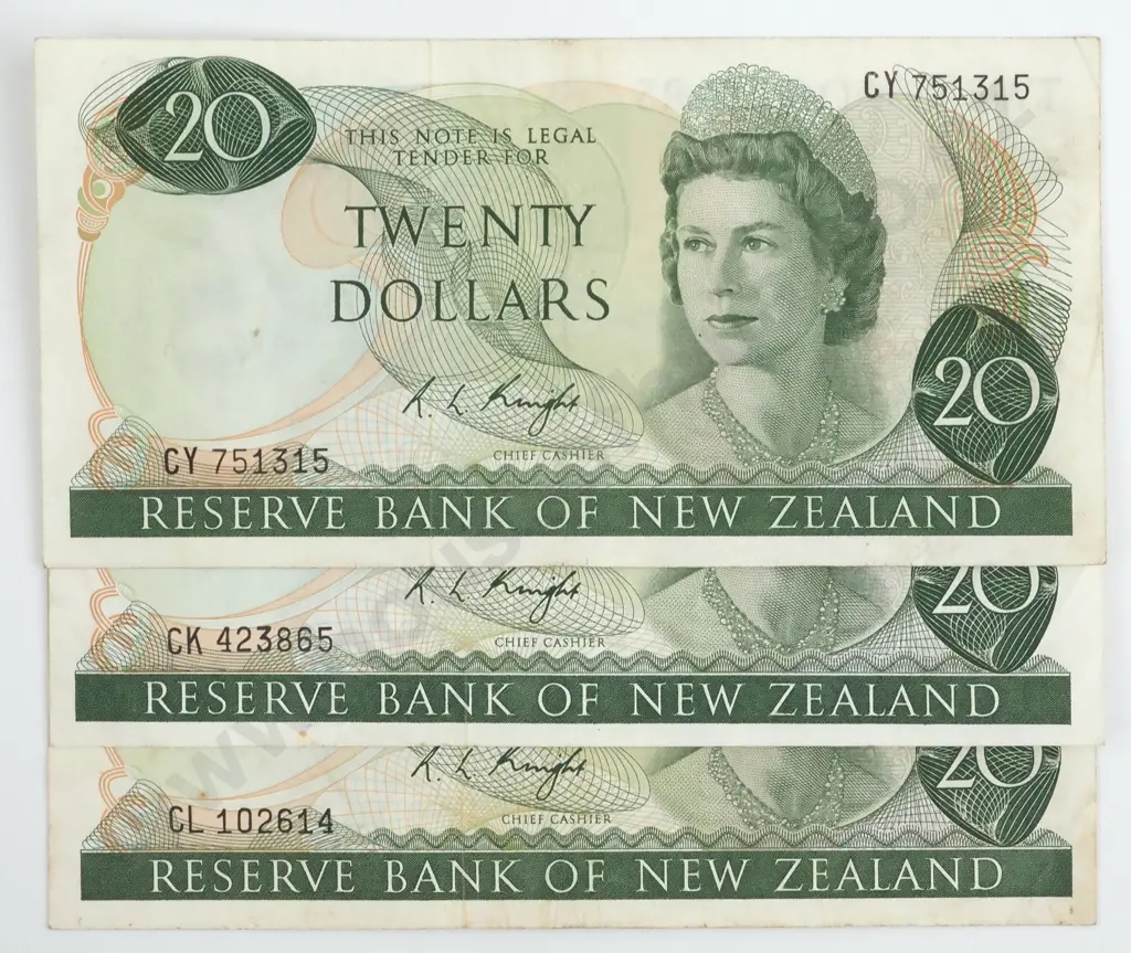 Three Twenty Dollar Knight Banknotes  Image 1++