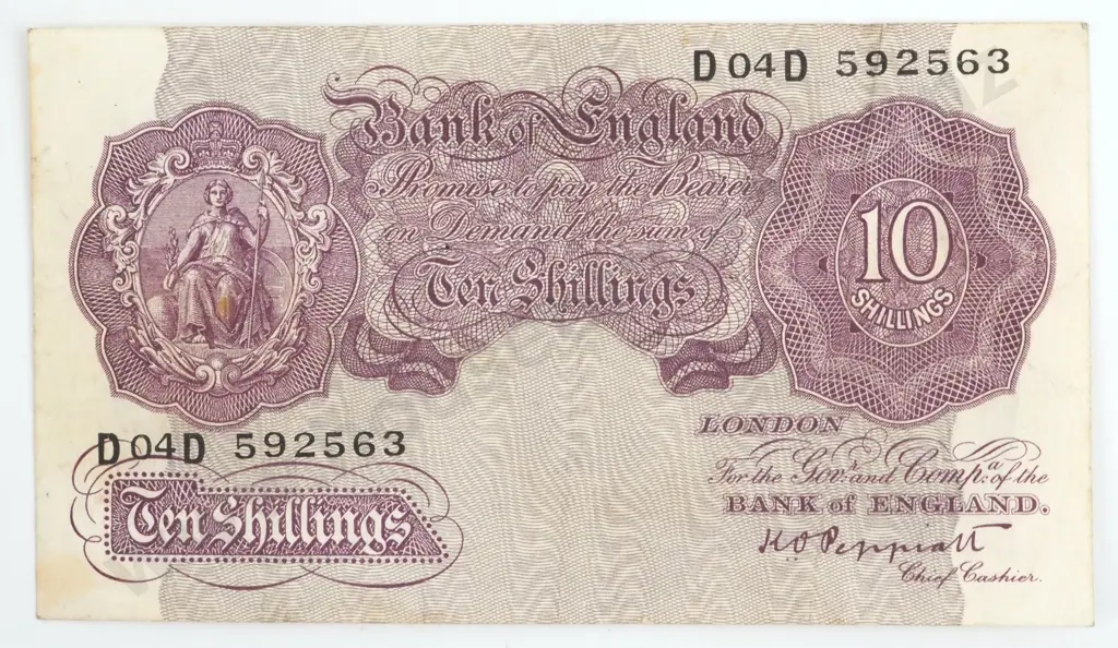 United Kingdom Ten Shilling Peppiatt Banknote  Image 1++