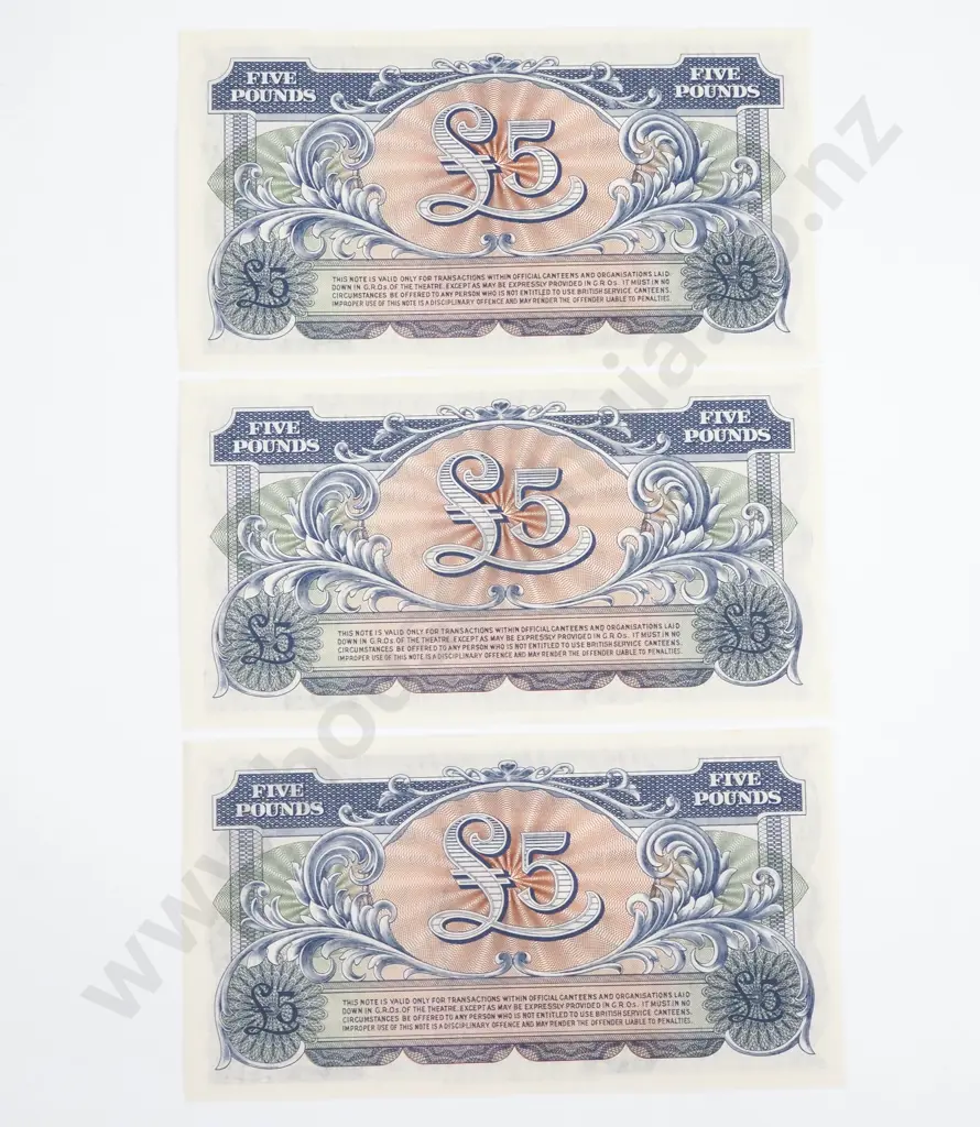 Three UNC British Armed Forces De La Rue Printed Banknotes 2nd Series  Image 1++