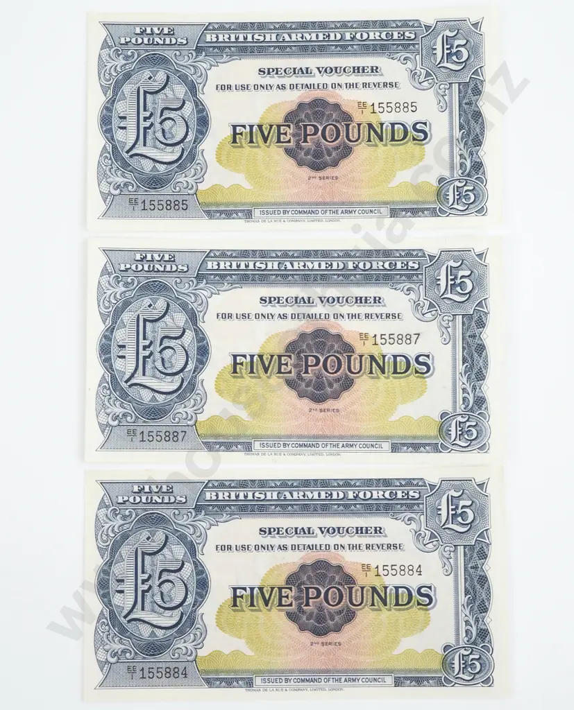 Three UNC British Armed Forces De La Rue Printed Banknotes 2nd Series  Image 1++