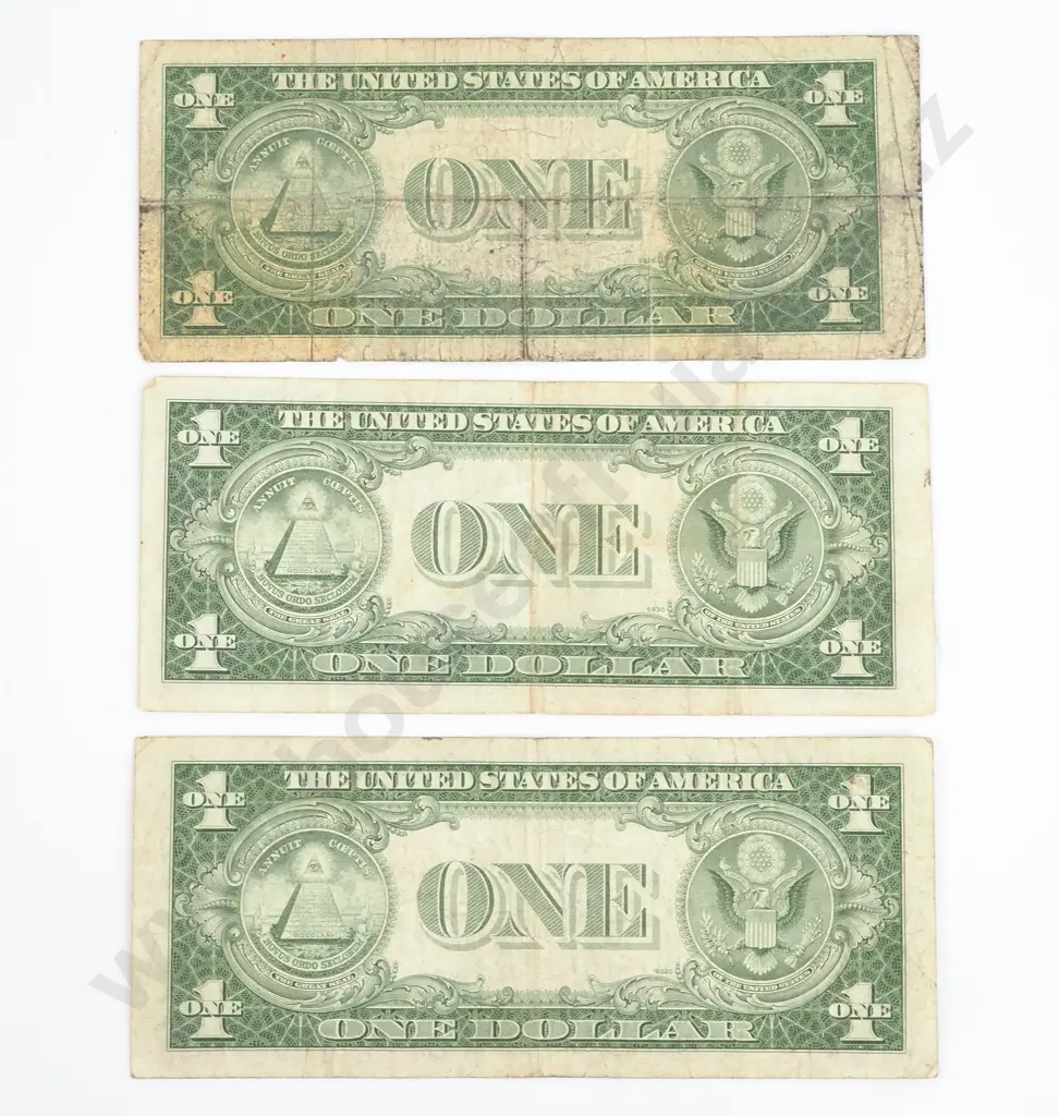 Three United States of America Silver Certificate One Dollar Banknotes  Image 1++