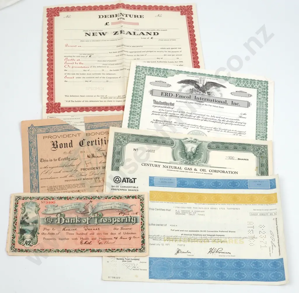 Assorted Lot of Antique Bond & Share Certificates  Image 1++