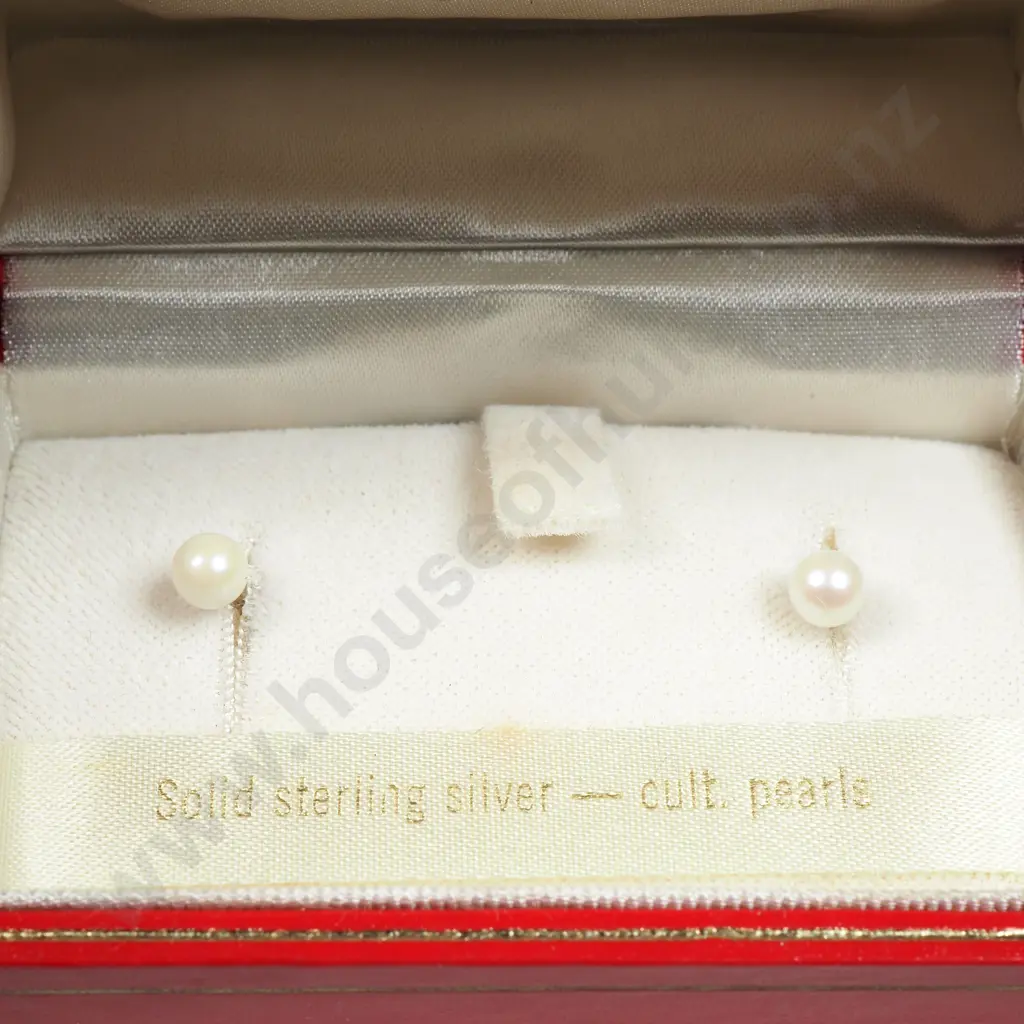 Boxed Toyomoto Sterling Silver Stud Earrings. Image 1++