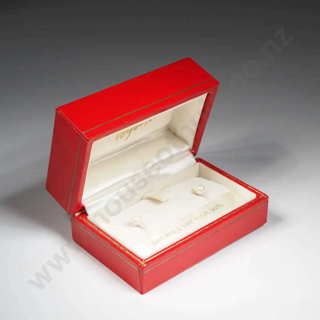 Boxed Toyomoto Sterling Silver Stud Earrings. Image 1++