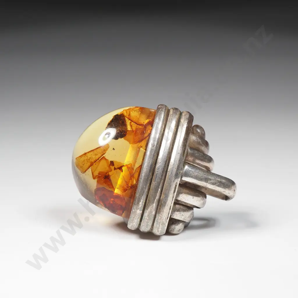 Sterling Silver Amber Pendent in the Shape of an Acorn Image 1++