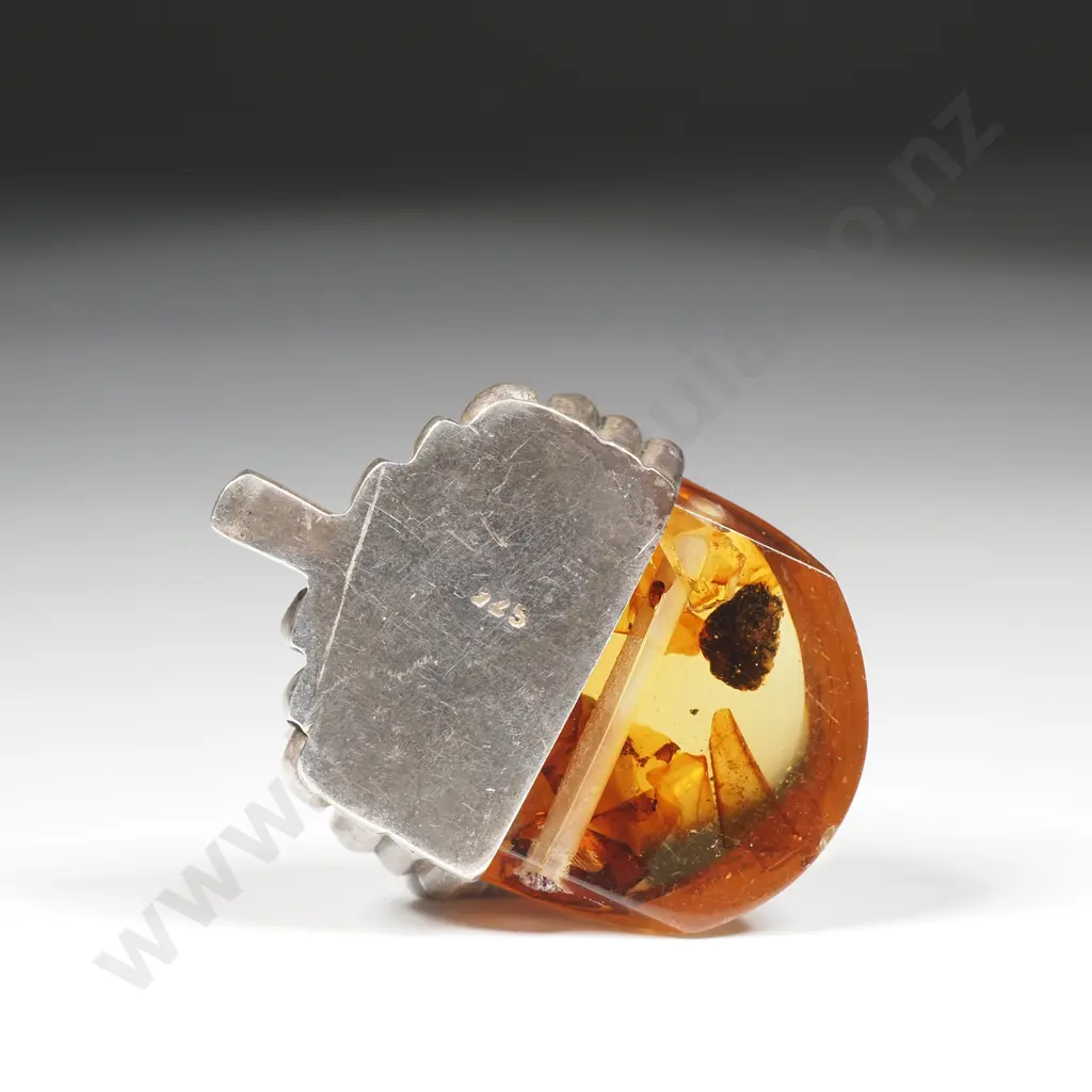 Sterling Silver Amber Pendent in the Shape of an Acorn Image 1++