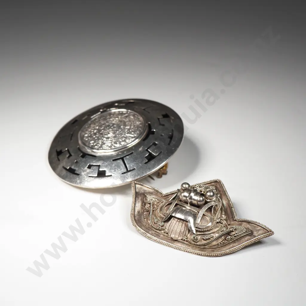 Two Sterling Silver South Asian Brooches Image 1++