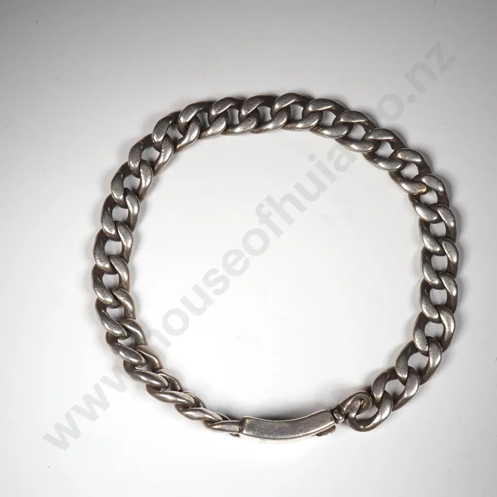 Sterling Silver Men's Flat Link Chain  Bracelet Image 1++