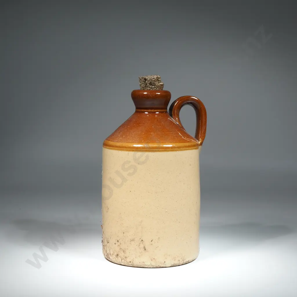 Small Two Tone Crock With Strap Handle For Pearsons of Chesterfield England Image 1++