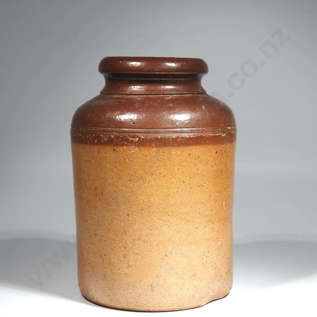 Two Tone Stoneware Open Mouth Crock. Image 1++