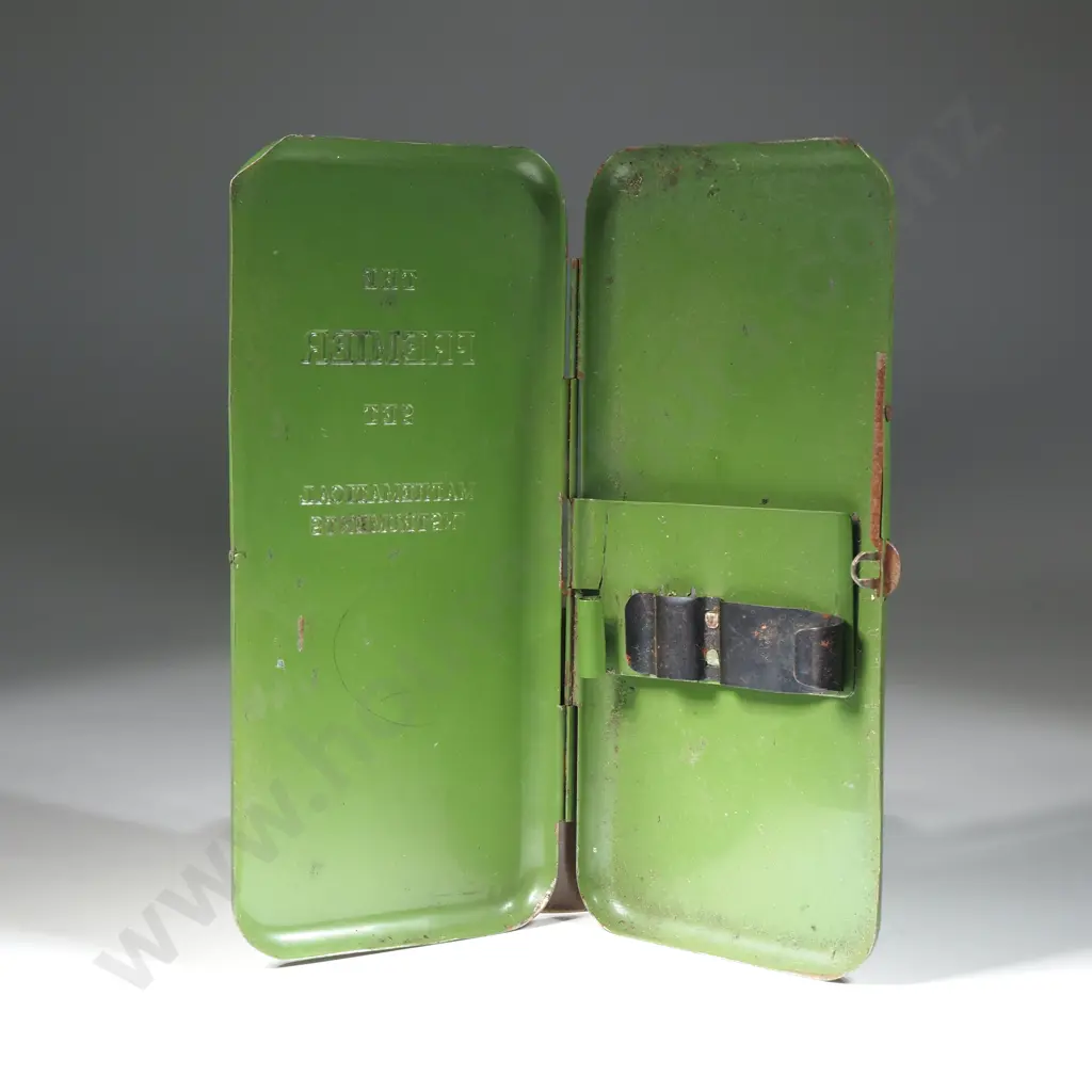 Vintage Metal Mathematical Instrument Case Image 1++