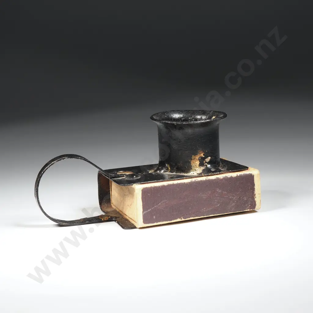 Antique Blackened Matchbox & Candle Holder Image 1++