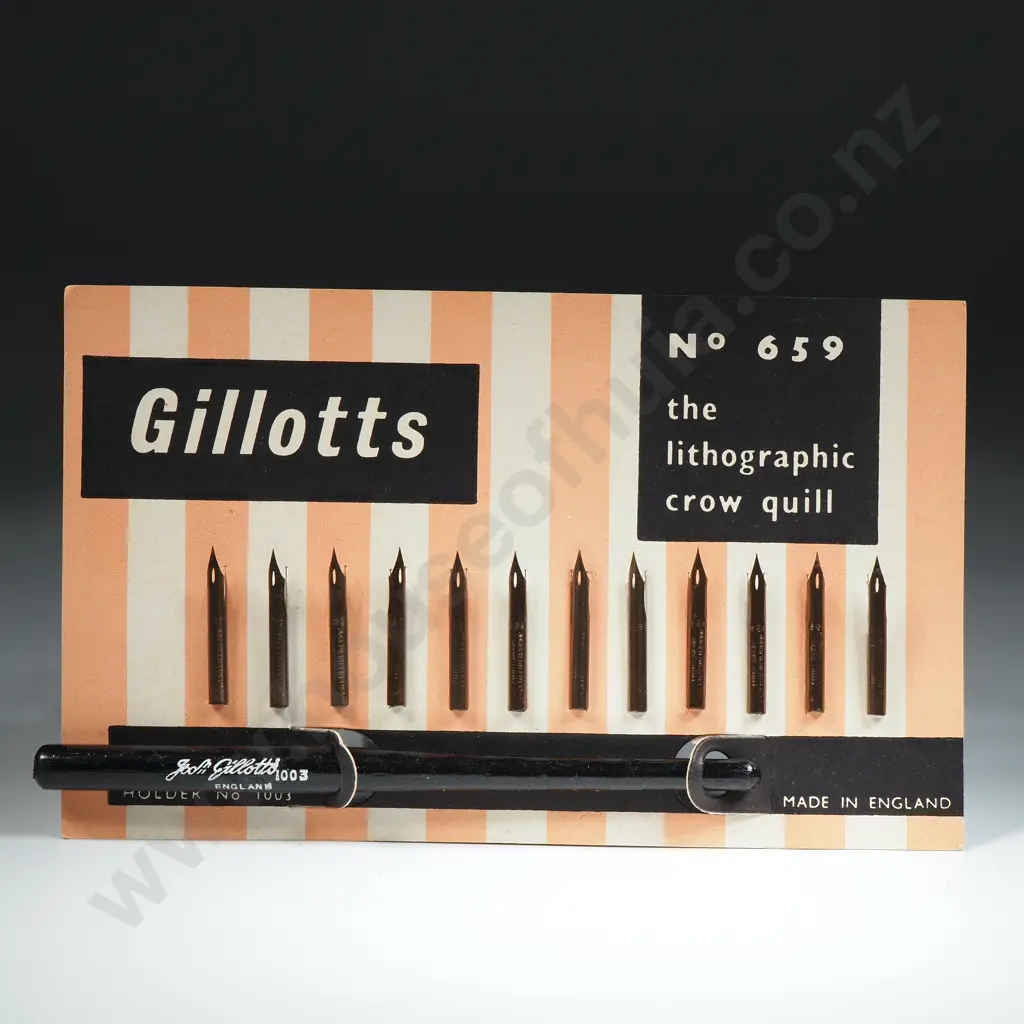 Antique "Gillotts" Lithographic Crow Quill Set - New / Unused Image 1++
