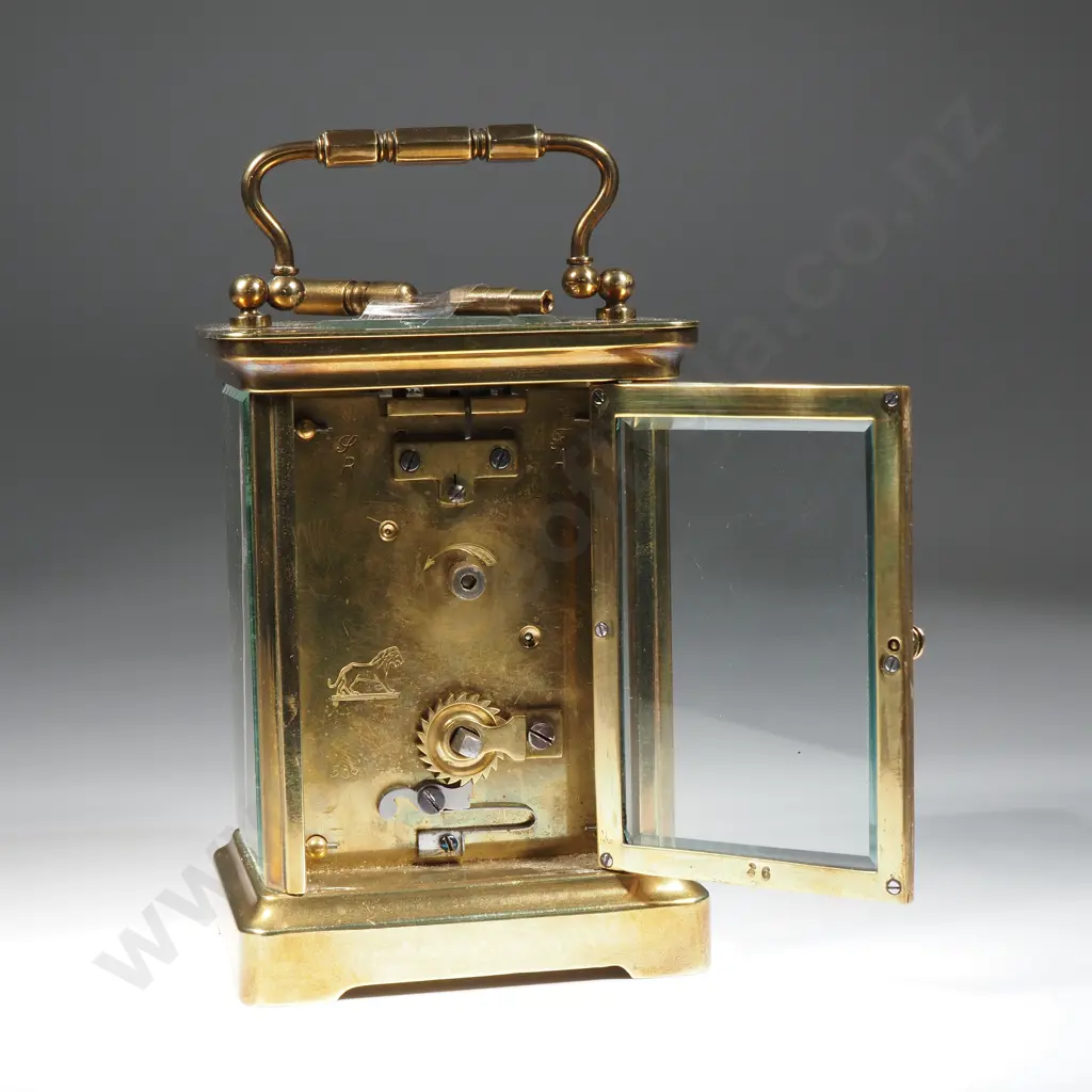 Antique French Carriage Clock W/ Porcelain Dial & Key Image 1++