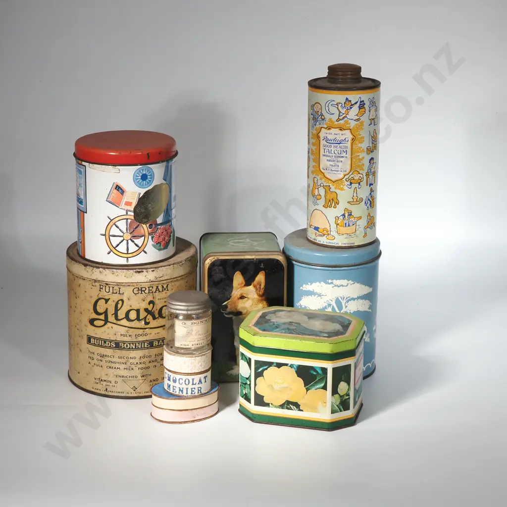 Quantity Of Vintage Tins To Include Glaxo Full Cream, Rawleighs Baby's Talcum Powder, Image 1++