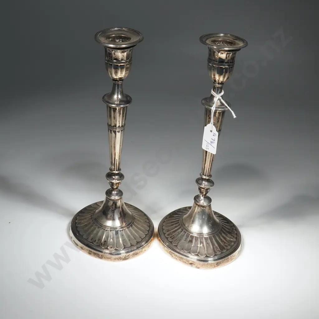 Pair Of Adams Style Sterling Silver Candlesticks. Image 1++