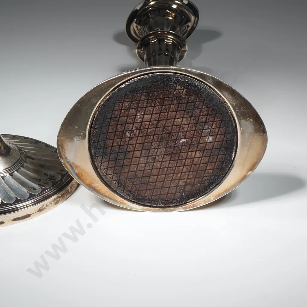 Pair Of Adams Style Sterling Silver Candlesticks. Image 1++