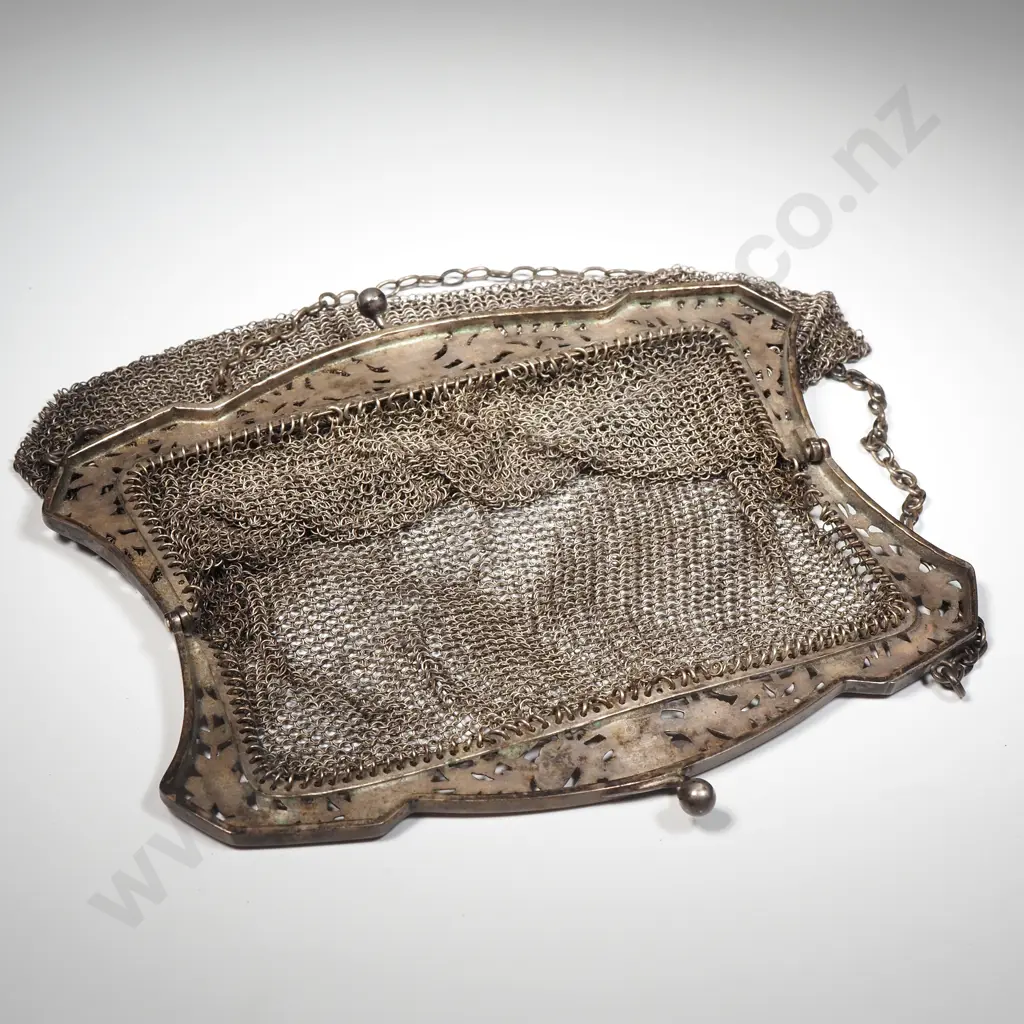 Large Sterling Silver Ladies Mesh Purse w English Hallmarks Image 1++