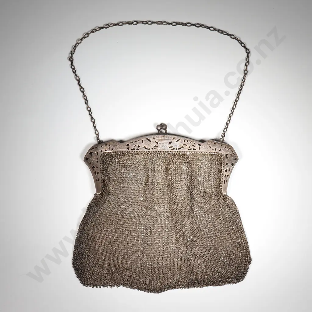 Large Sterling Silver Ladies Mesh Purse w English Hallmarks Image 1++