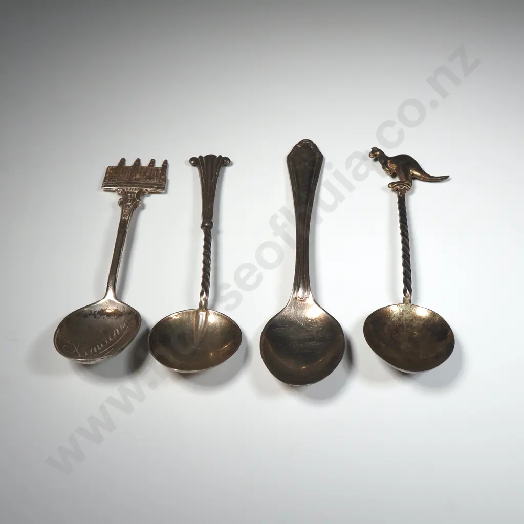 Four Miscellaneous Sterling Silver Spoons To Include To Souvenir Spoons (London & Australia) & A Golf  Image 1++