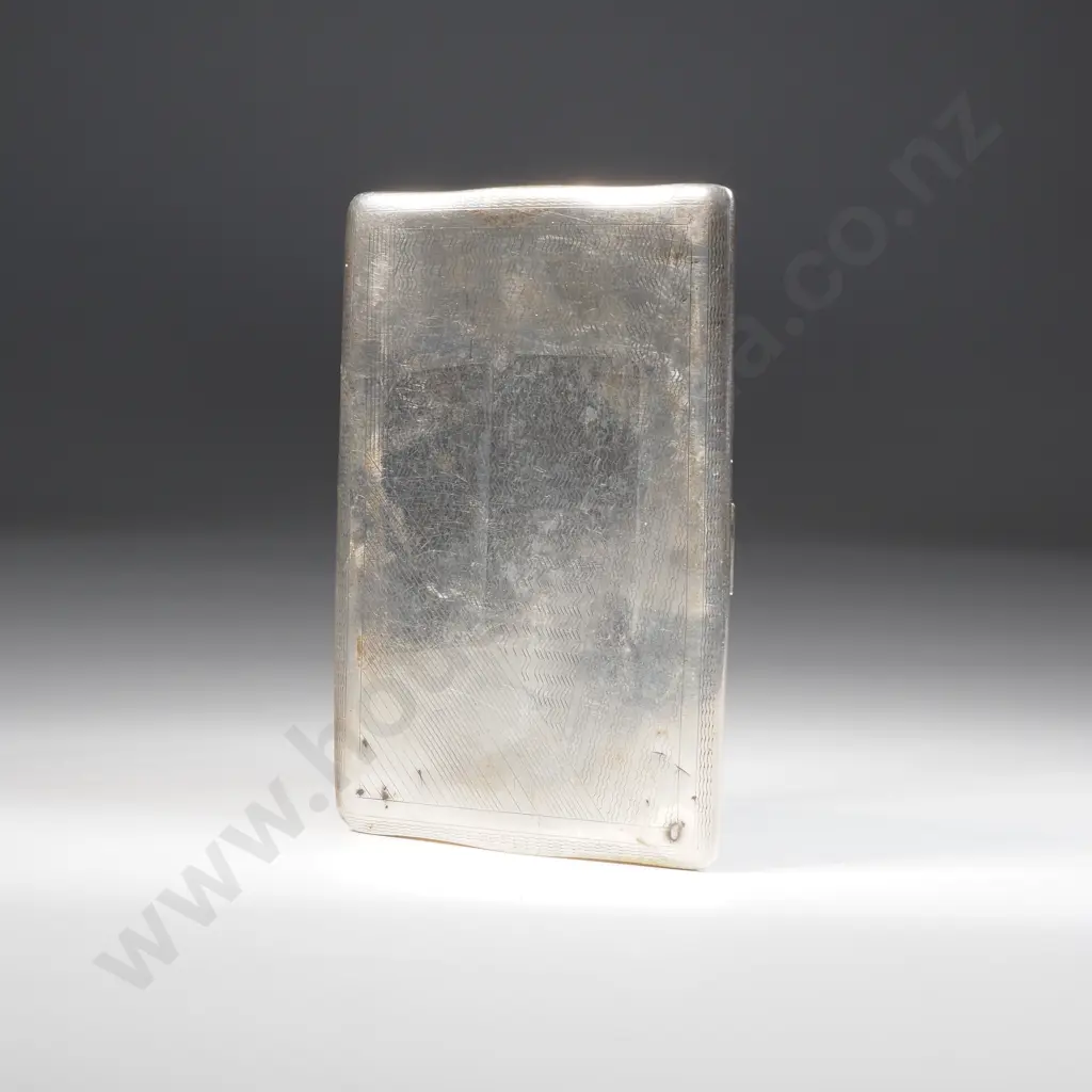 Silver Snuff Box w Engine Turned Decoration Marked 800 Image 1++