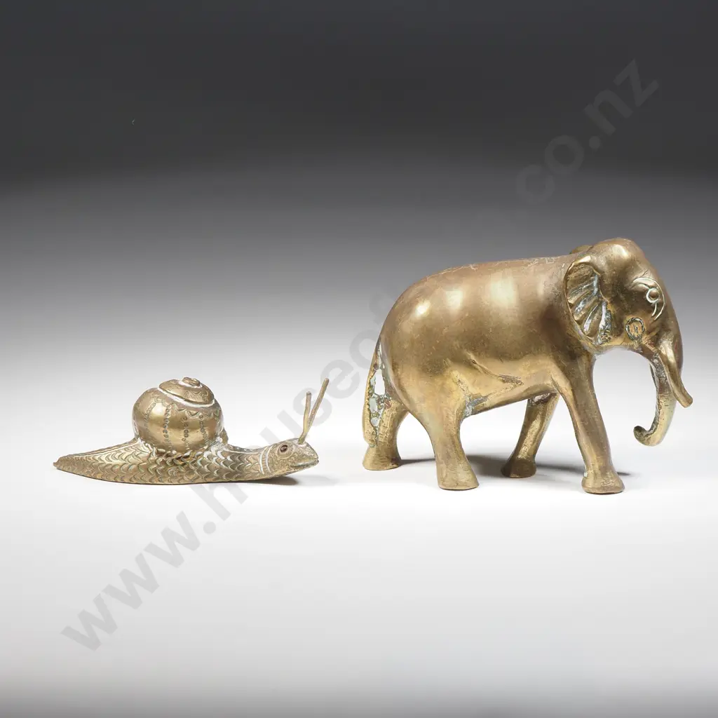 Brass Elephant  & Small Brass Snail  Image 1++
