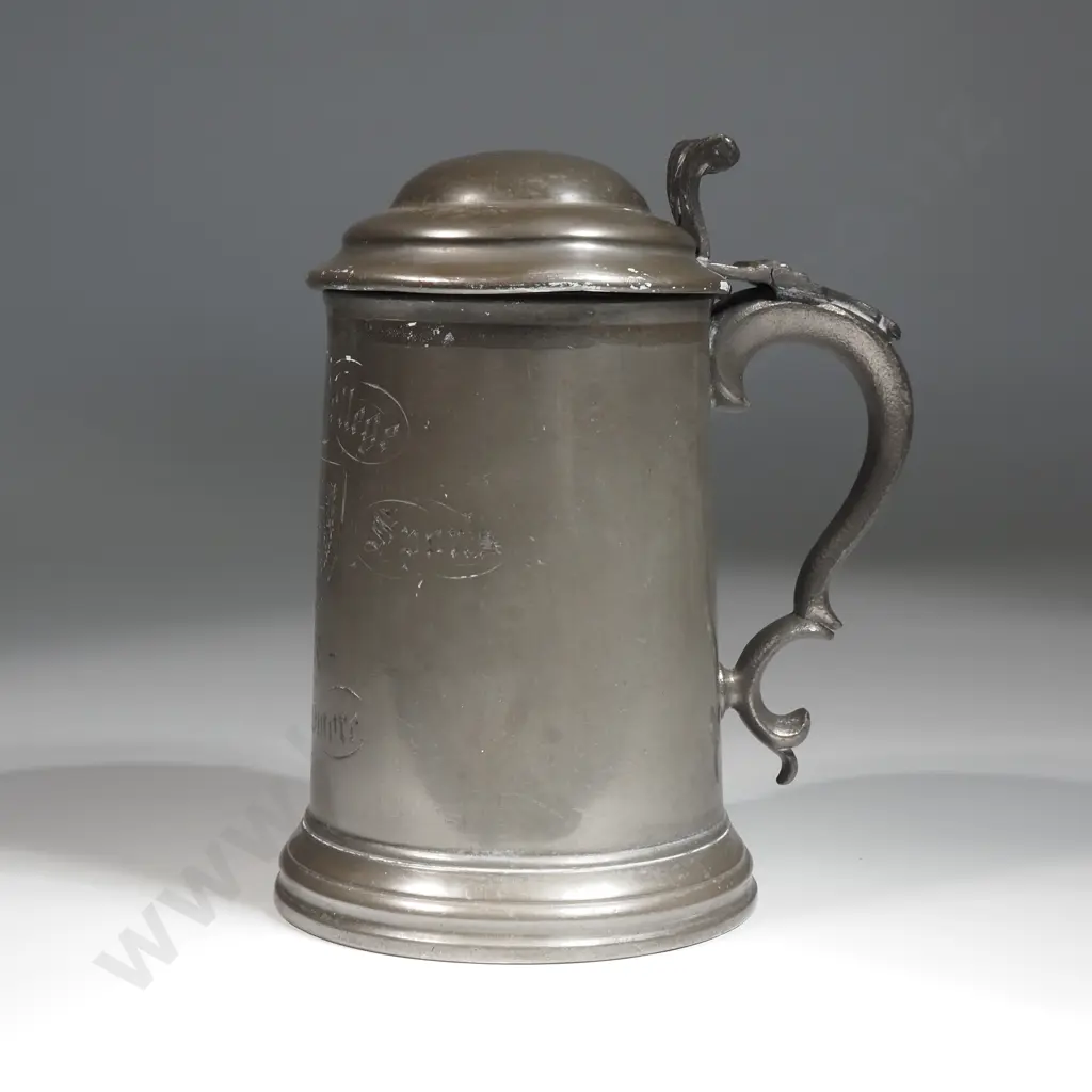 Antique Lidded Pewter Glass Bottomed Mug with Strap Handle "Oriel  College Athletic Sports 1870"  Image 1++