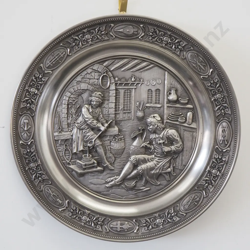 Eight SKS Tradionelles Handwerk Der Schneider Pewter Plates - Crafts In High Relief with Certificates & Pewter Mug Image 1++