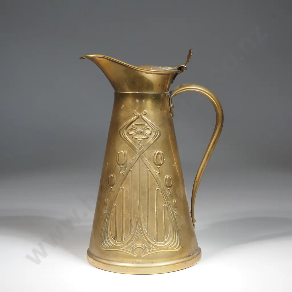 Brass  Lidded Jug With Art Nouveau Decoration Joseph By  Sankey & Sons Image 1++