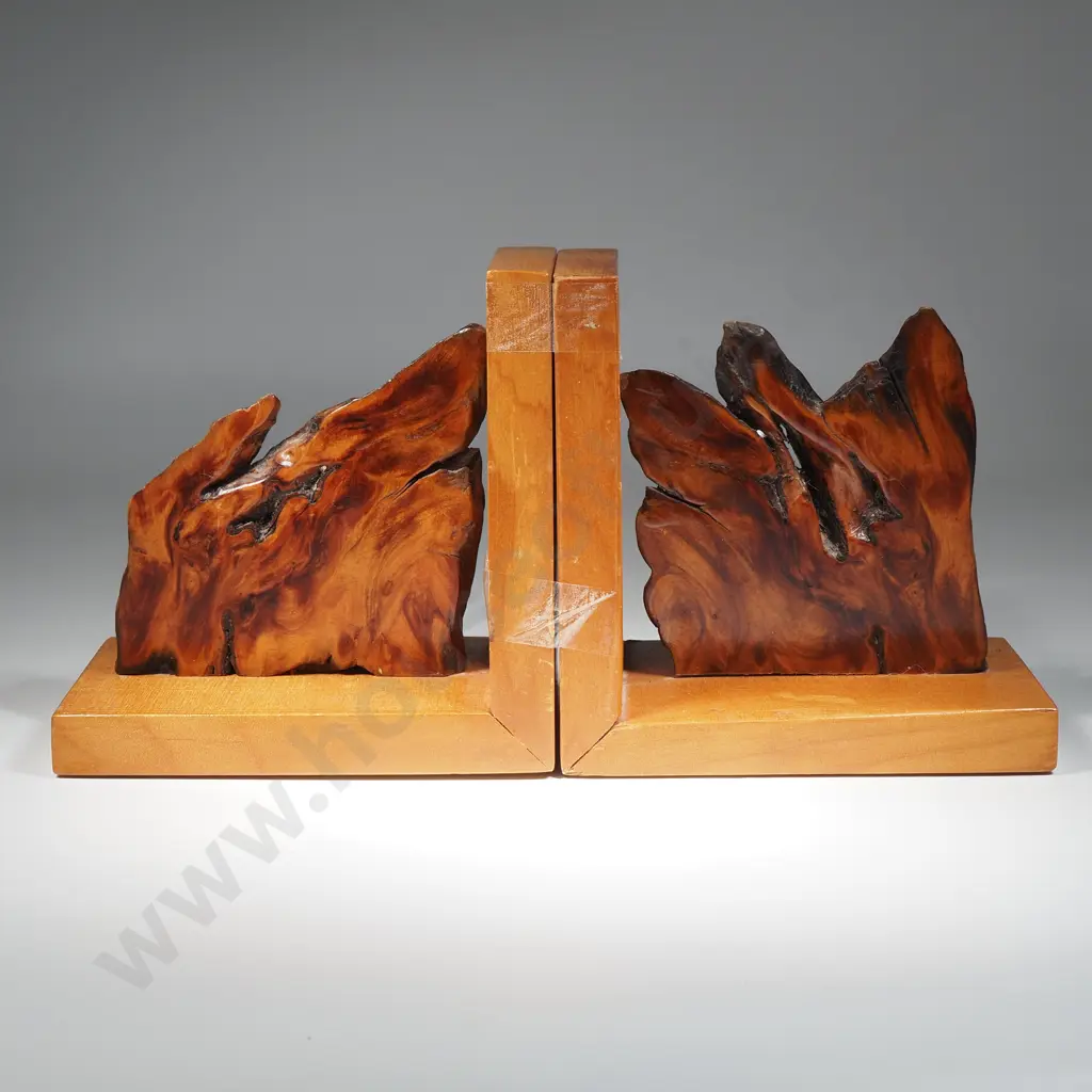 Pair of Bookends with Knarled Wood Burls  Image 1++