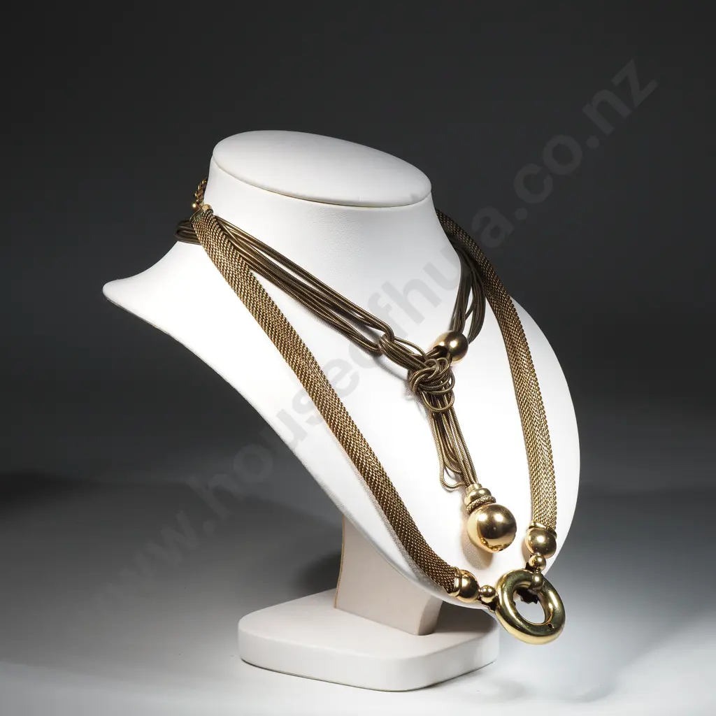 Two Ermani Bulatti, . Dutch Designer Brass Tone Faux Necklaces Image 1++