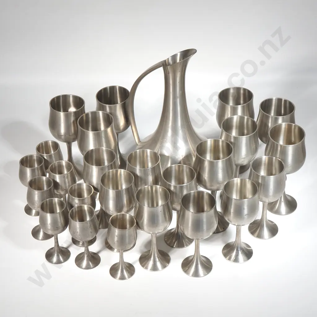 Collection Of Selangor Pewter  Large & Small Wine Goblets & Jug Image 1++