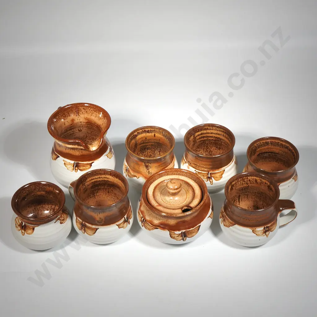 Vintage New Zealand Pottery Mugs, Sugar Bowl & Cream Jugs Image 1++