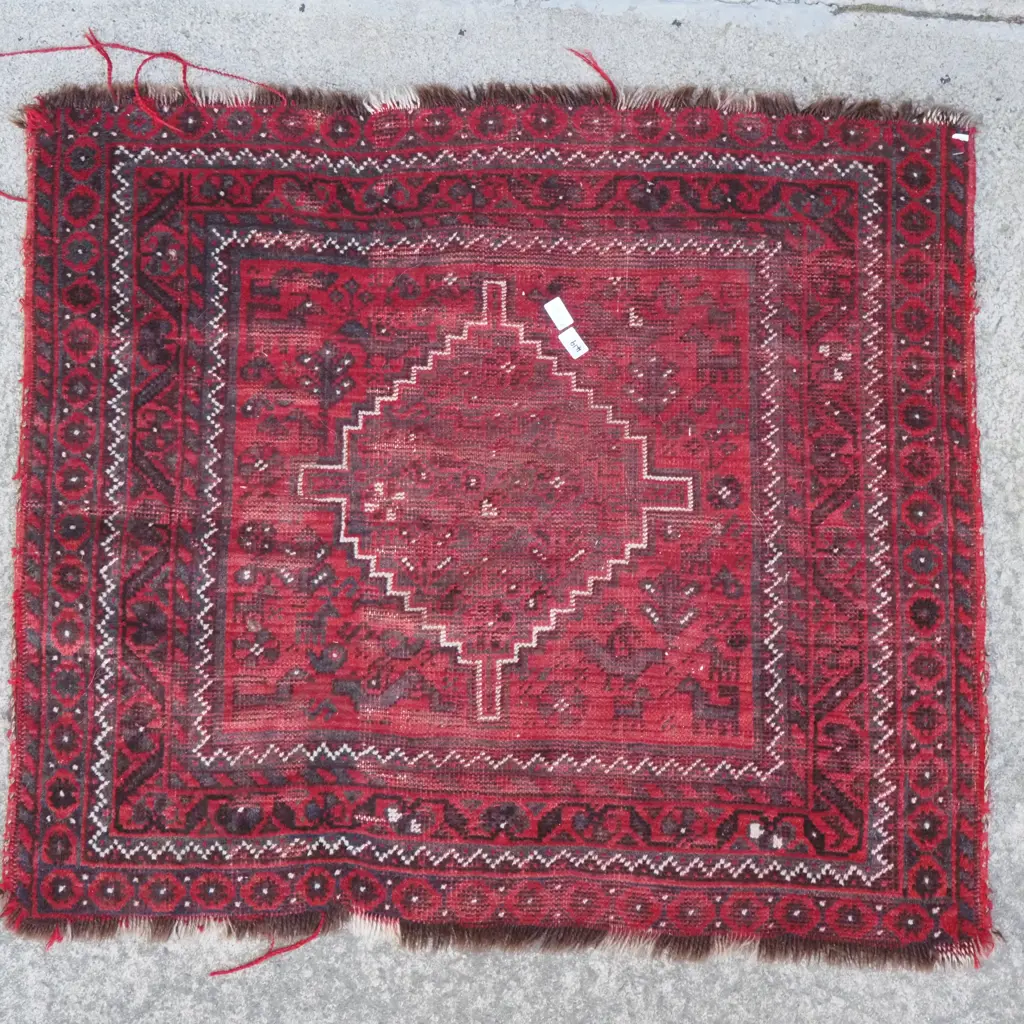 Afghan Hand Knotted Turkman Rug w Geometric Patterns On a Crimson Ground Image 1++