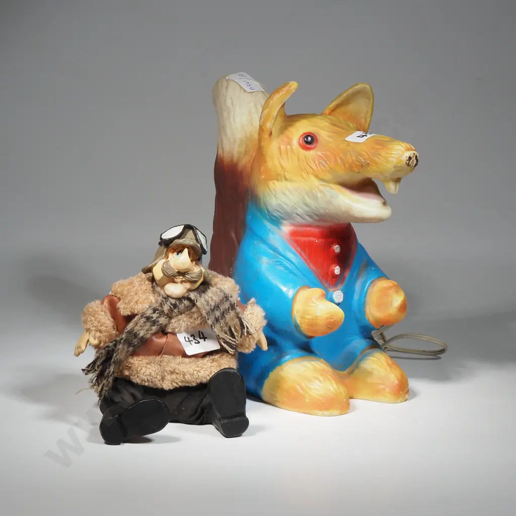 Rare Vintage 1972 Firmin & Owen Basil Brush Lamp/ Night Light Lamp & Russ Berrie-The Country Folks, Errol Pilot Image 1++