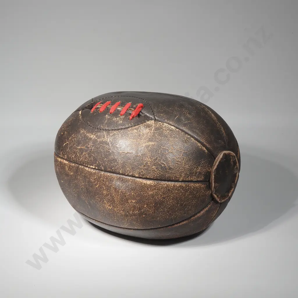 Vintage Brown Leather Medicine Ball Image 1++