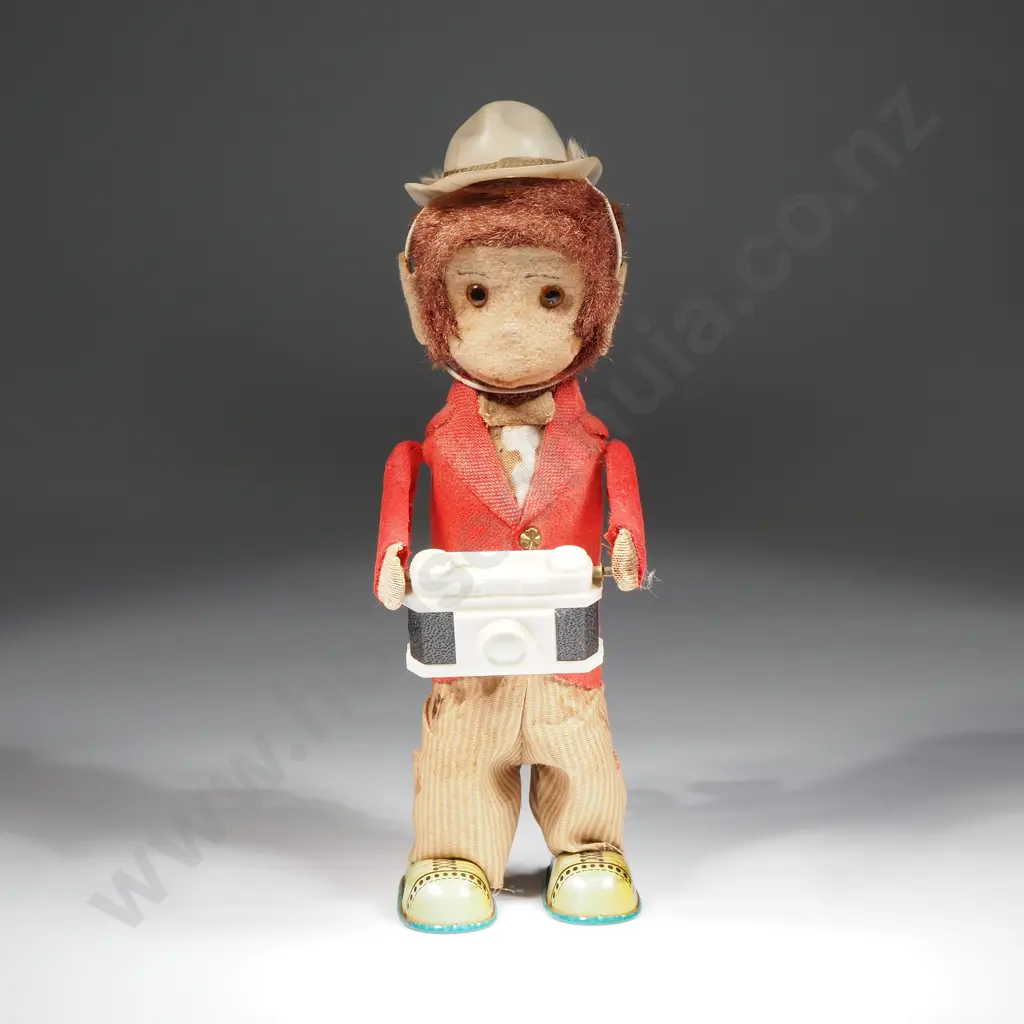 Vintage Japanese Tin Plate Toy Monkey w Camera - Appears Working Image 1++