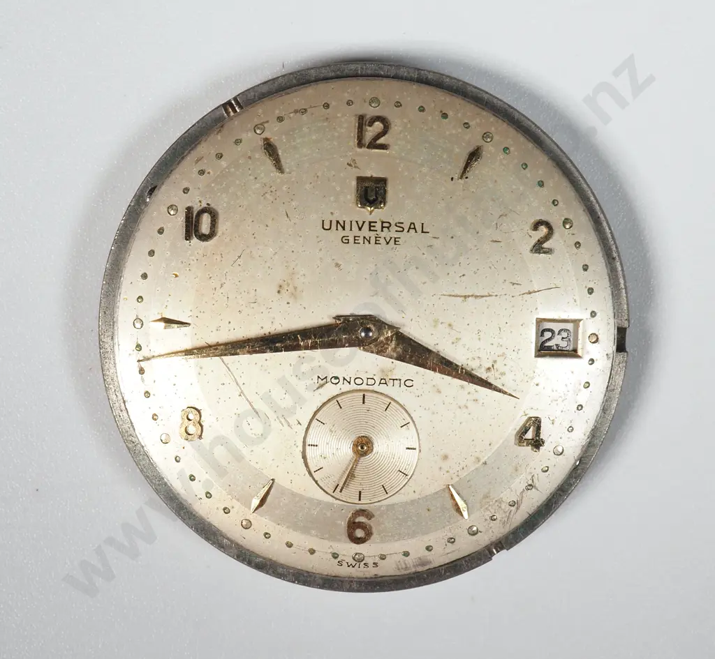 Vintage Universal Geneve Monodatic Watch Dial & Movement Featuring A Date Window & Sub Seconds Dial  Image 1++