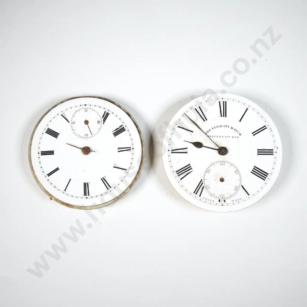 Two Gents Enamel Pocket Watch Movements With Enamel Dials Image 1++