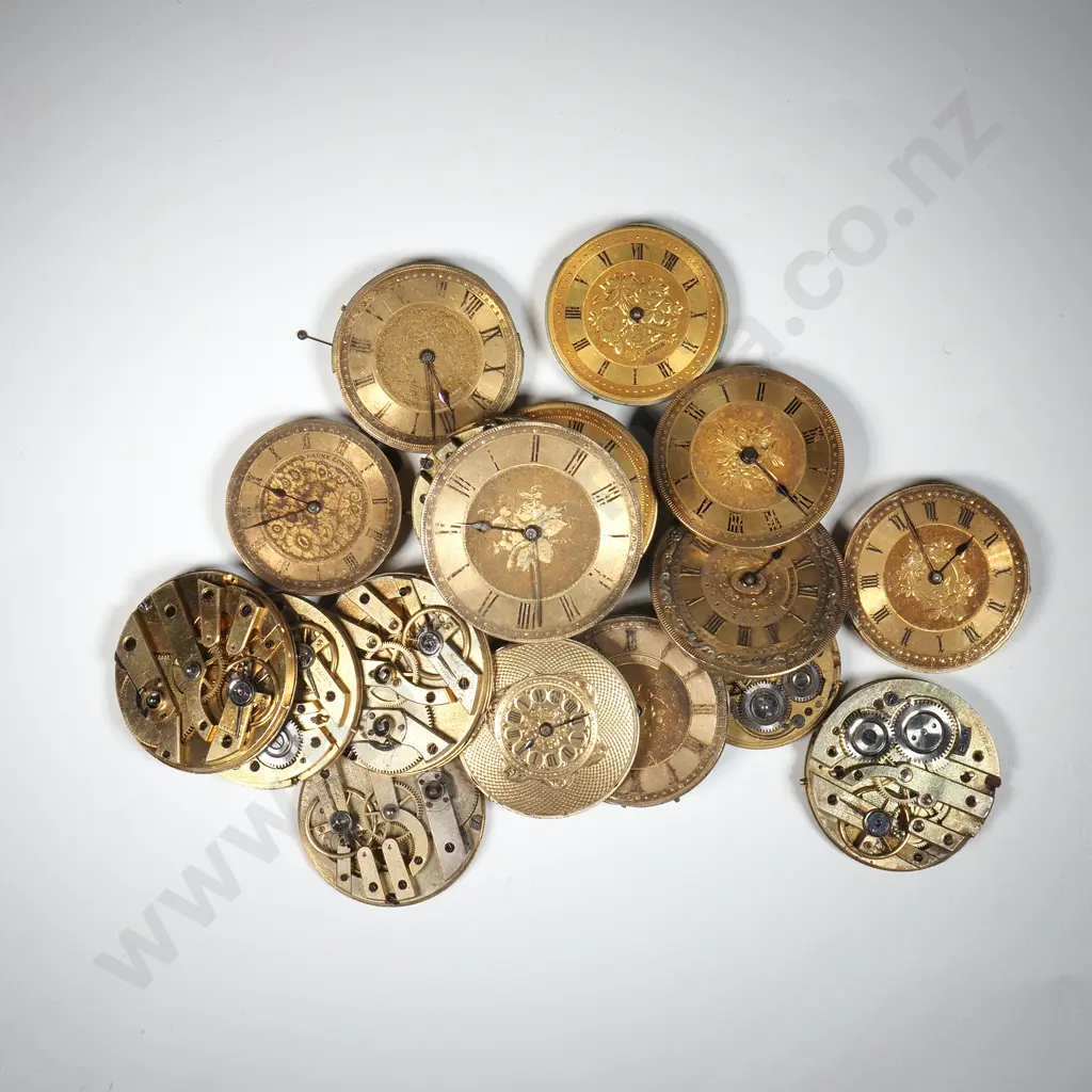 Assortment Of  Ladies Pocket Watch Movements with Engraved Gilt Faces Image 1++