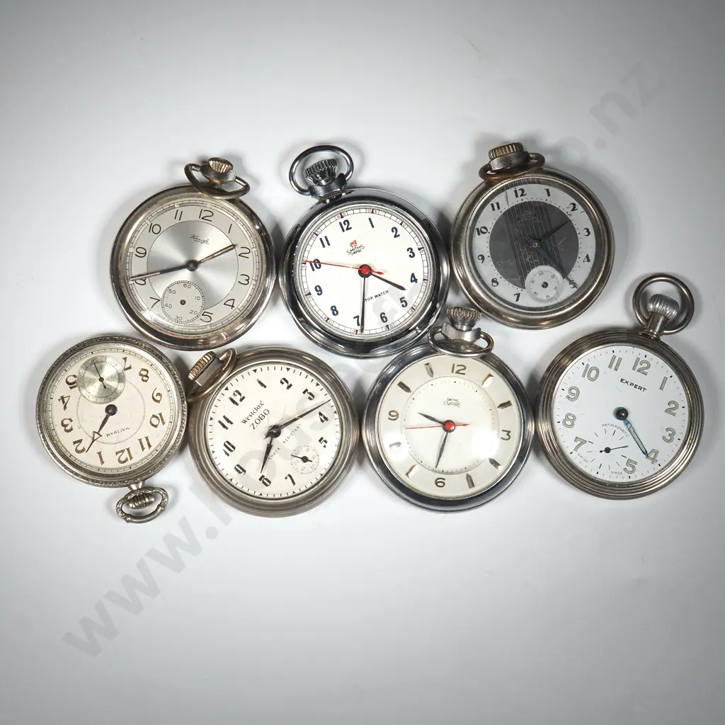 Assortement Of Vintage Pocket Watches (Mainly Chrome) Including Westclox, Smiths Empire, Kiezle, Waltham Etc. Image 1++