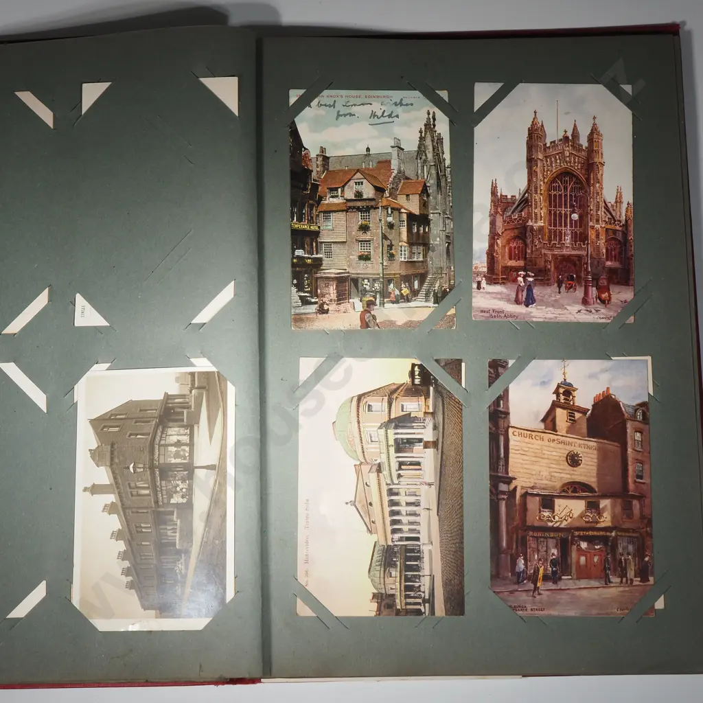 Art Nouveau Post Card Album With Mainly British & European Scenes. Image 1++