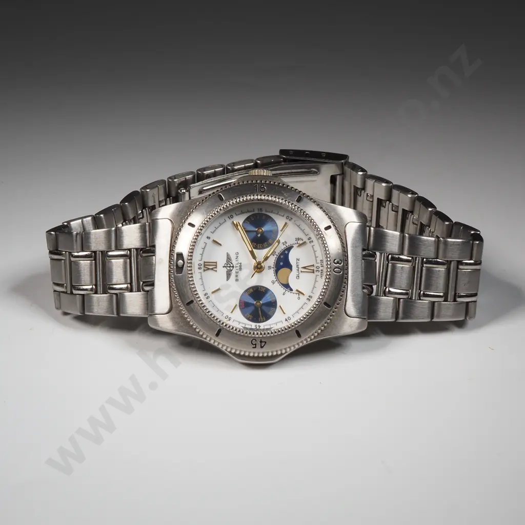 Stainless Steel Breitling 1884 Copy Watch With A White Dial Image 1++