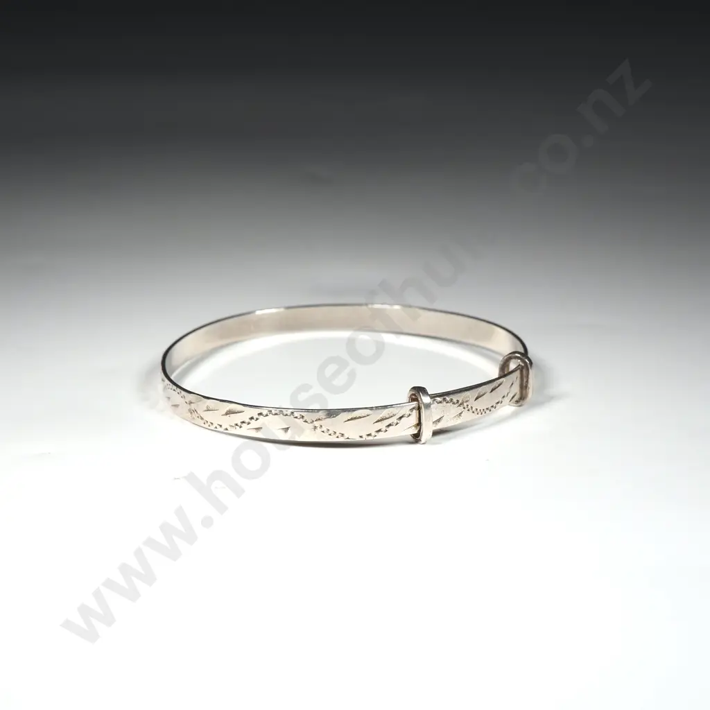 Childs' Sterling Silver Engraved Expandable Bangle Image 1++